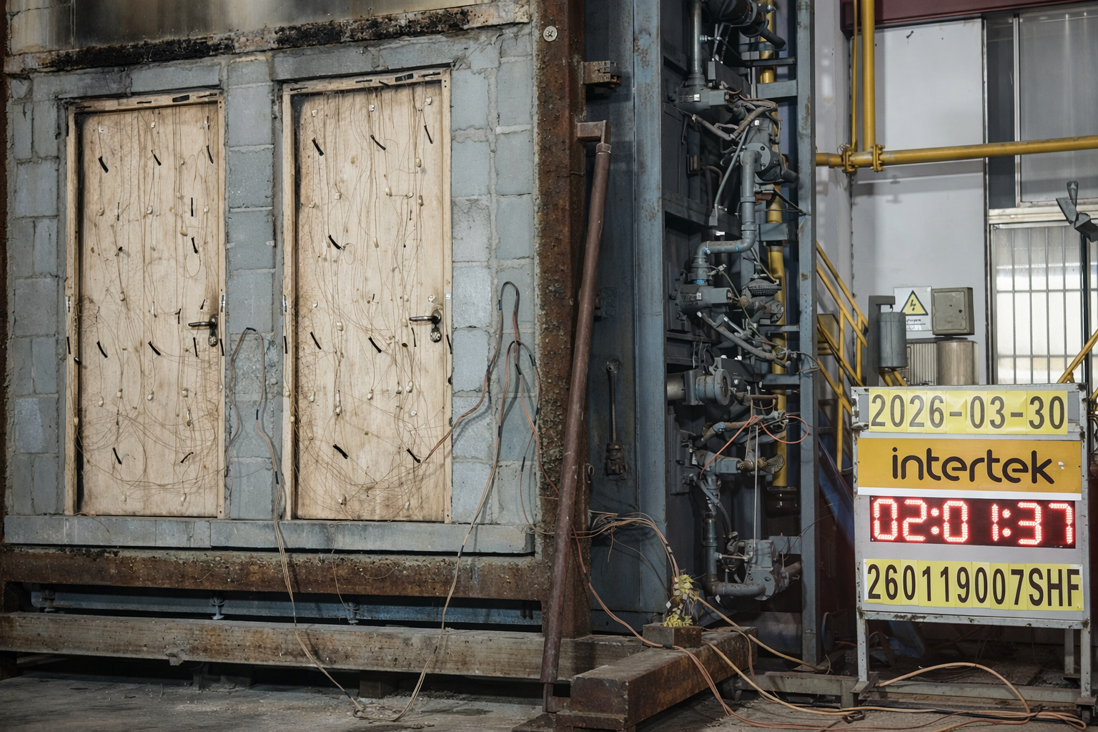TOPTEK EN 1634-1 fire-rated mortise lock models EN10085ESL and EN8085RL in a 132-minute integrity and insulation test of a timber composite doorset