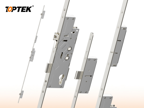 TOPTEK automatic multipoint lock system with central lock case, long faceplate and remote locking points