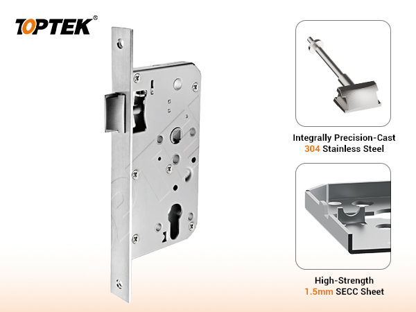 TOPTEK EN72LL passage mortise lock showing function-specific RFQ control
