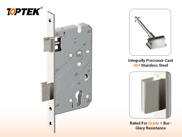 TOPTEK EN85SL standard mortise lock used as an 85 mm-centre product-family reference