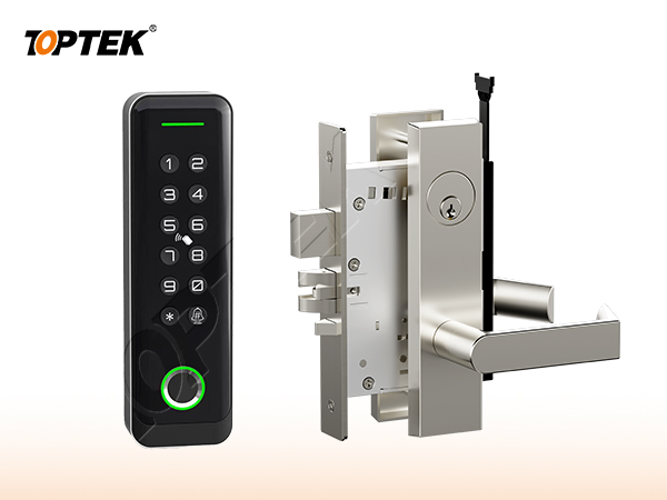 TOPTEK electronic mortise lock with access-control trim reference