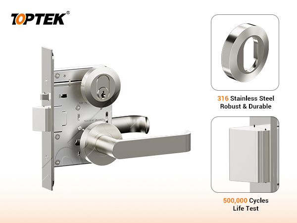 TOPTEK TKAU6400RR Australian mortice lock with round rose lever trim