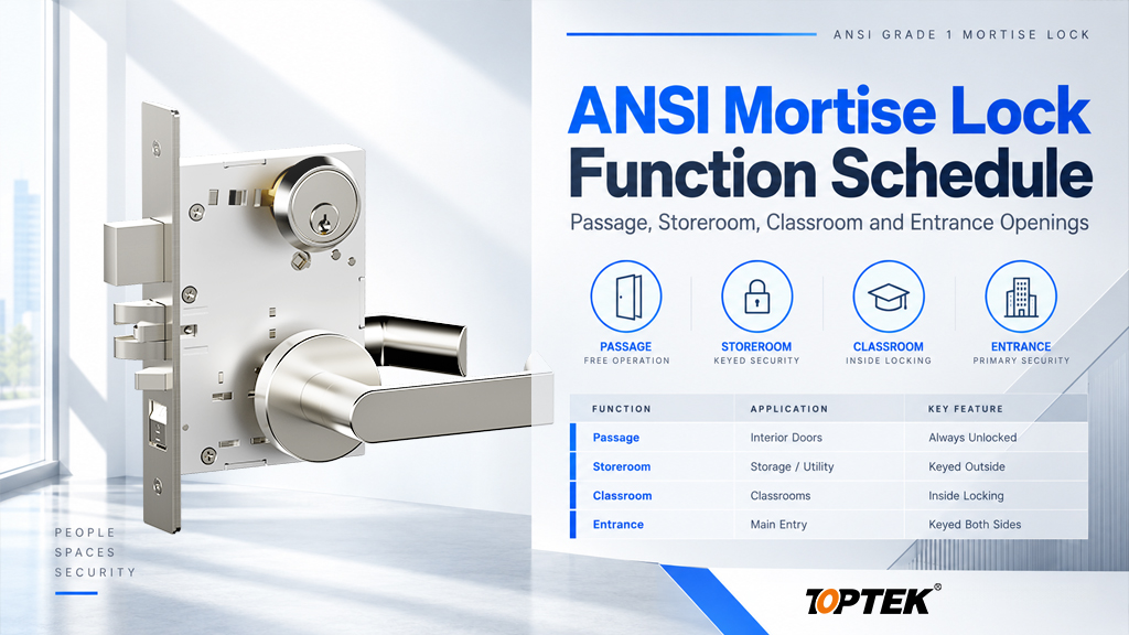 ANSI Mortise Lock Function Schedule: Passage, Storeroom, Classroom and Entrance Openings