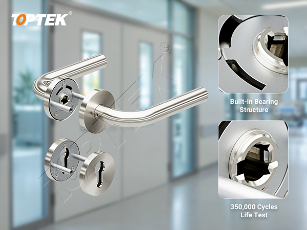 TOPTEK EU002 lever handle scene showing the visible lever and rose assembly