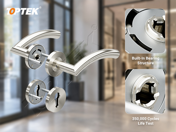 TOPTEK EU003 lever handle product scene for identifying the lever and mounting rose