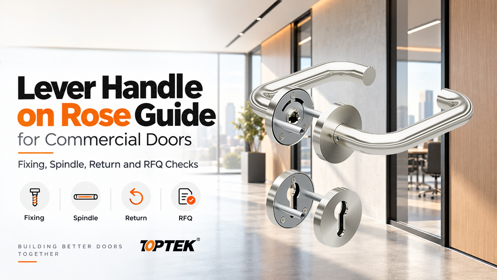 TOPTEK lever handle on rose for commercial door return and fixing checks