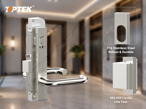 TOPTEK TKAU9000EC narrow escutcheon mortice lock assembly