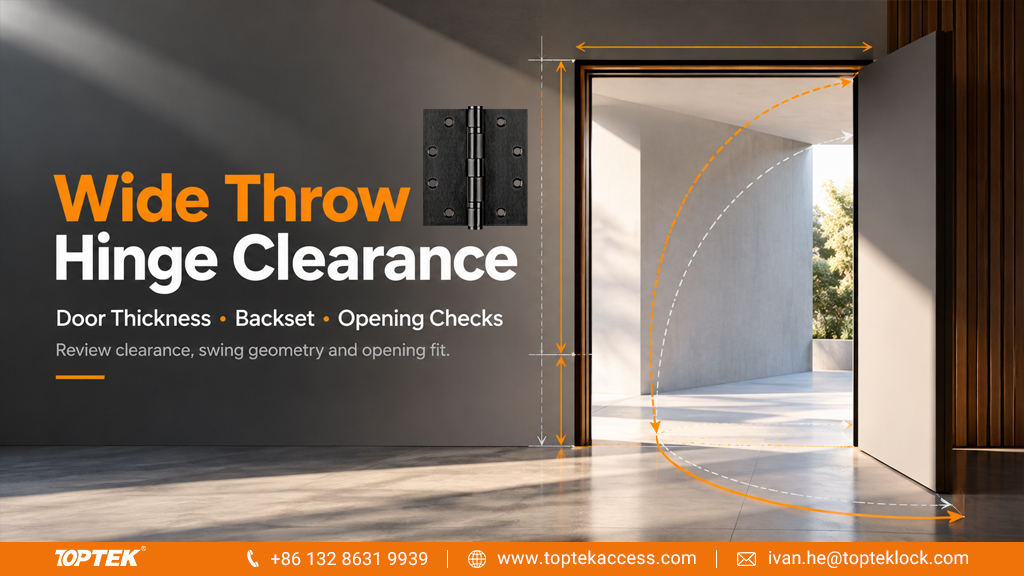 Wide Throw Hinge Clearance: Door Thickness, Backset and Opening Checks